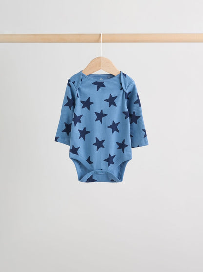 Navy Star Long Sleeve Bodysuits 5 Pack