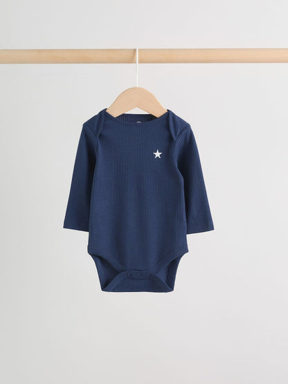 Navy Star Long Sleeve Bodysuits 5 Pack