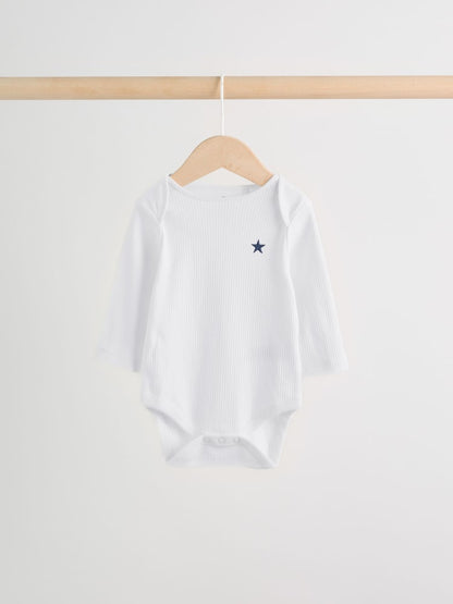 Navy Star Long Sleeve Bodysuits 5 Pack