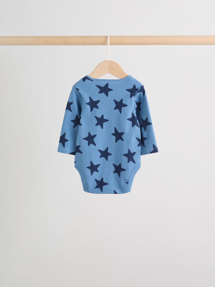 Navy Star Long Sleeve Bodysuits 5 Pack