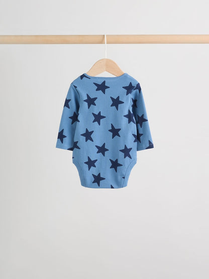 Navy Star Long Sleeve Bodysuits 5 Pack