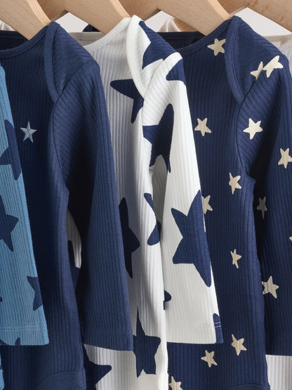 Navy Star Long Sleeve Bodysuits 5 Pack