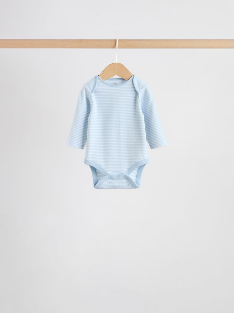 Blue 5 Pack Long Sleeved Baby Bear Bodysuit