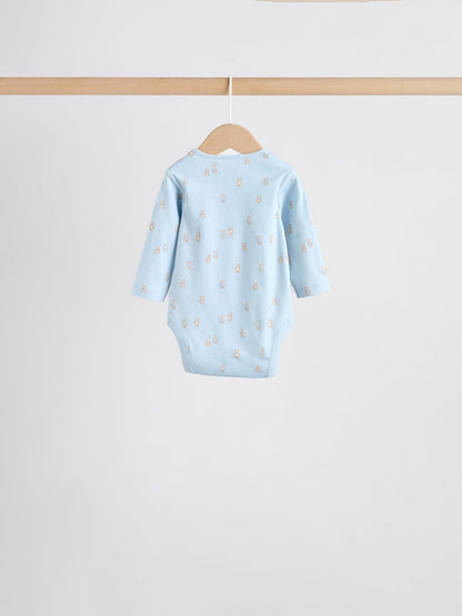 Blue 5 Pack Long Sleeved Baby Bear Bodysuit