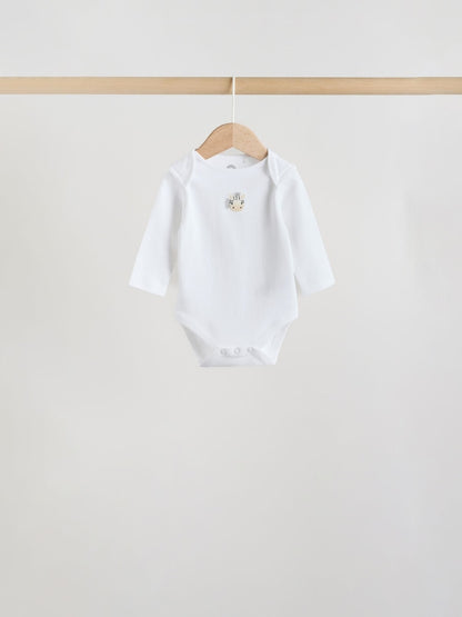 White Long Sleeve Baby Bodysuits 5 Pack