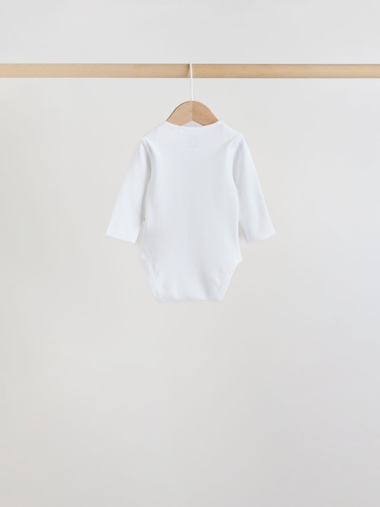 White Long Sleeve Baby Bodysuits 5 Pack