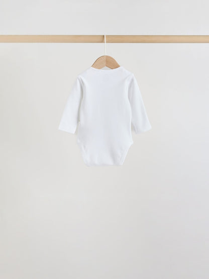 White Long Sleeve Baby Bodysuits 5 Pack