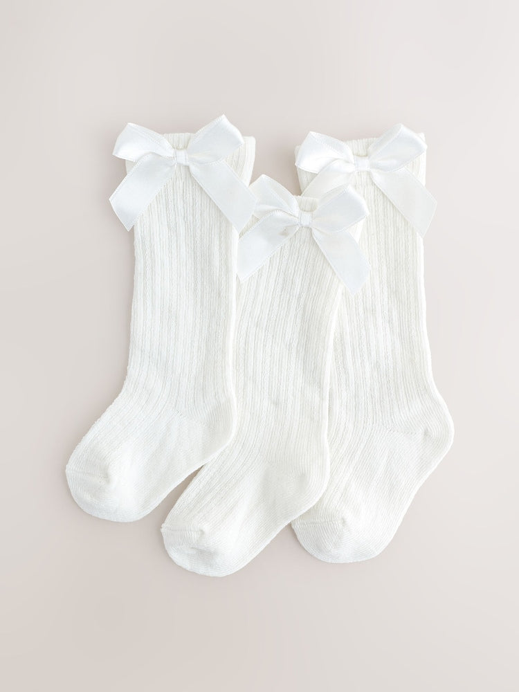 White Baby Socks 3 Pack - Size 50cm (First Size)