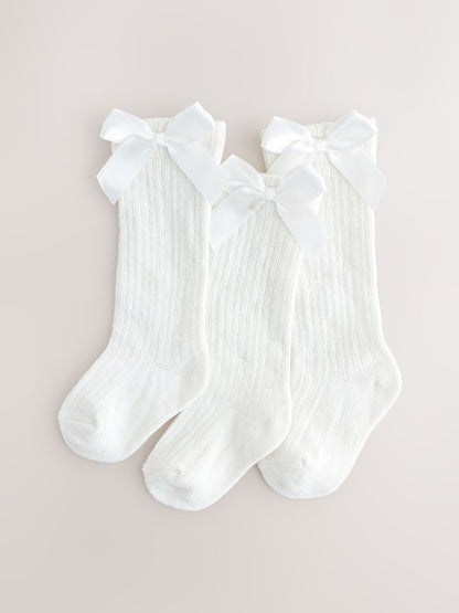 White Baby Socks 3 Pack - Size 50cm (First Size)