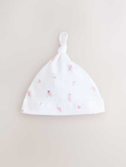 Pink/White Tie Top Baby Beanies 3 Pack (0-12mths) - Size 44cm (5lb)