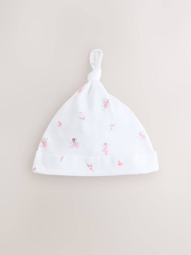 Pink/White Tie Top Baby Beanies 3 Pack (0-12mths) - Size 44cm (5lb)