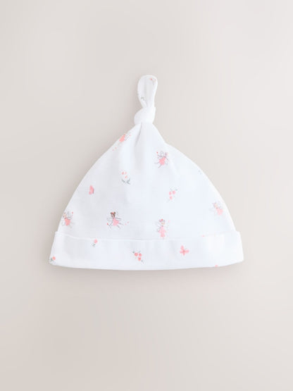 Pink/White Tie Top Baby Beanies 3 Pack (0-12mths) - Size 44cm (5lb)