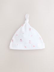 Pink/White Tie Top Baby Beanies 3 Pack (0-12mths) - Size 44cm (5lb)