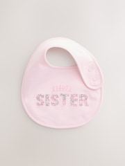 Pink/White Sister Family Baby Bibs 2 Pack - Size One