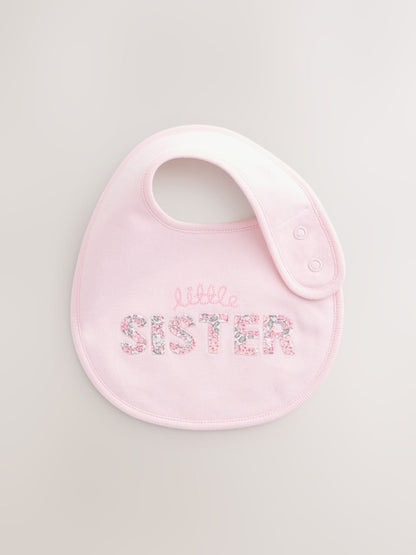 Pink/White Sister Family Baby Bibs 2 Pack - Size One