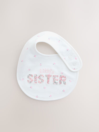 Pink/White Sister Family Baby Bibs 2 Pack - Size One