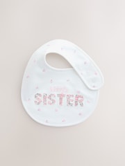Pink/White Sister Family Baby Bibs 2 Pack - Size One