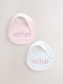 Pink/White Sister Family Baby Bibs 2 Pack - Size One