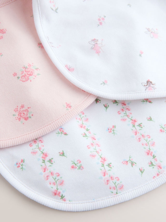 Pink/White Baby Bibs 3 Pack - Size One