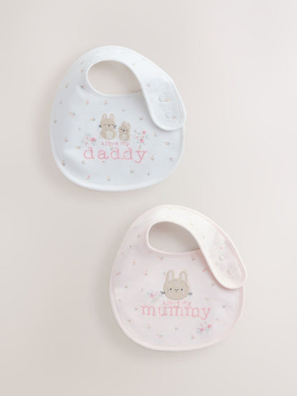 Pink Mummy/Daddy Family Baby Bibs 2 Pack - Size One