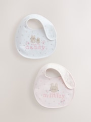 Pink Mummy/Daddy Family Baby Bibs 2 Pack - Size One
