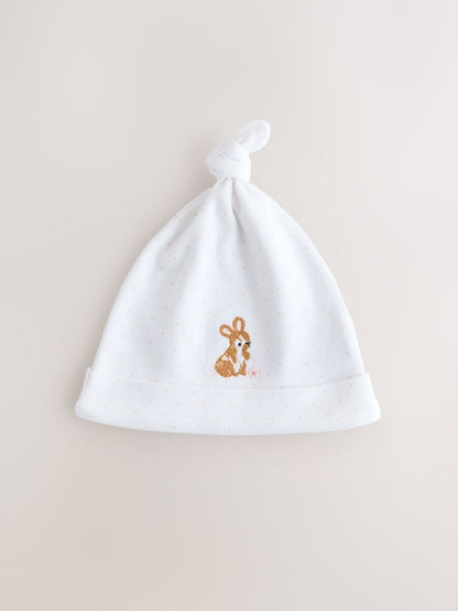 Pink Tie Top Baby Beanie 3 Pack (0-12mths) - Size 44cm (5lb)