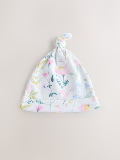 Pink Tie Top Baby Beanie 3 Pack (0-12mths) - Size 44cm (5lb)