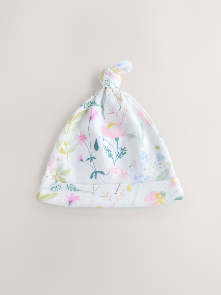 Pink Tie Top Baby Beanie 3 Pack (0-12mths) - Size 44cm (5lb)