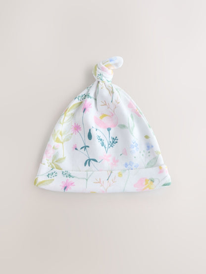 Pink Tie Top Baby Beanie 3 Pack (0-12mths) - Size 44cm (5lb)