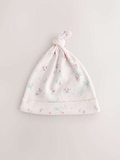 Pink Tie Top Baby Beanie 3 Pack (0-12mths) - Size 44cm (5lb)