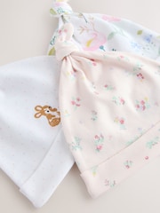 Pink Tie Top Baby Beanie 3 Pack (0-12mths) - Size 44cm (5lb)