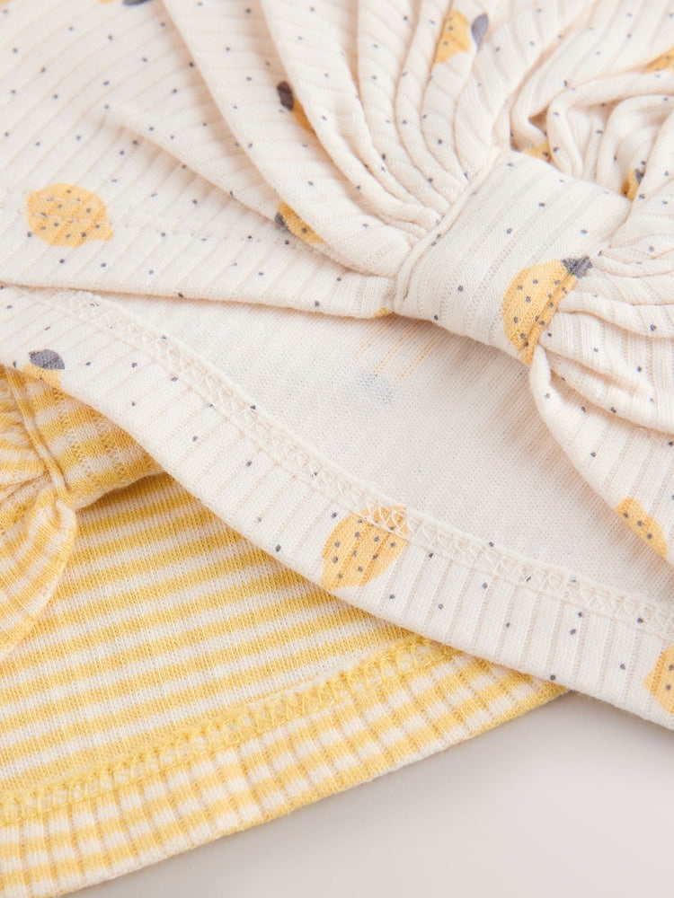 Yellow Baby Turban And Dribble Bib Set 4 Piece (0-18mths)