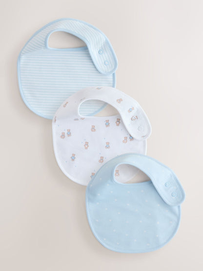Blue Baby Bibs 3 Pack - Up to 1 Month (50-56cm)