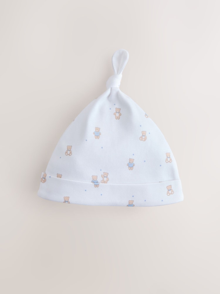 Blue Tie Top Baby Hats 3 Pack (0-12mths) - Size 44cm (5lb)