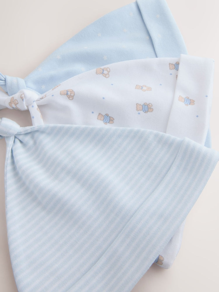 Blue Tie Top Baby Hats 3 Pack (0-12mths) - Size 44cm (5lb)