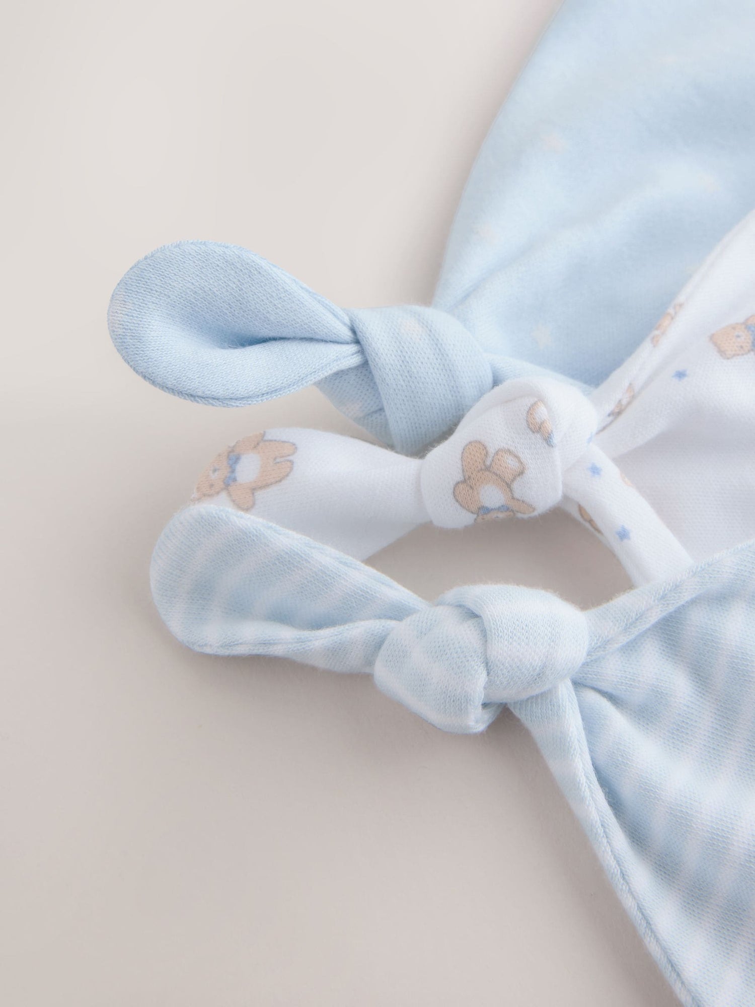 Blue Tie Top Baby Hats 3 Pack (0-12mths) - Size 44cm (5lb)