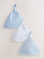 Blue Tie Top Baby Hats 3 Pack (0-12mths) - Size 44cm (5lb)