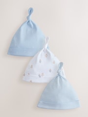 Blue Tie Top Baby Hats 3 Pack (0-12mths) - Size 44cm (5lb)