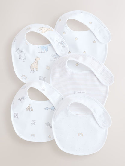 White Baby Bib 5 Pack