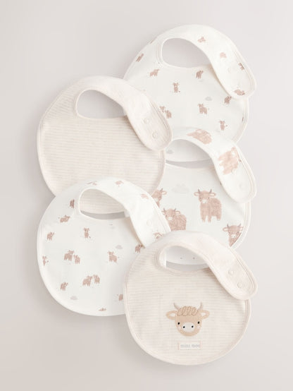 Neutral Hamish Baby Bibs 5 Pack - Size One