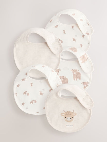 Neutral Hamish Baby Bibs 5 Pack - Size One