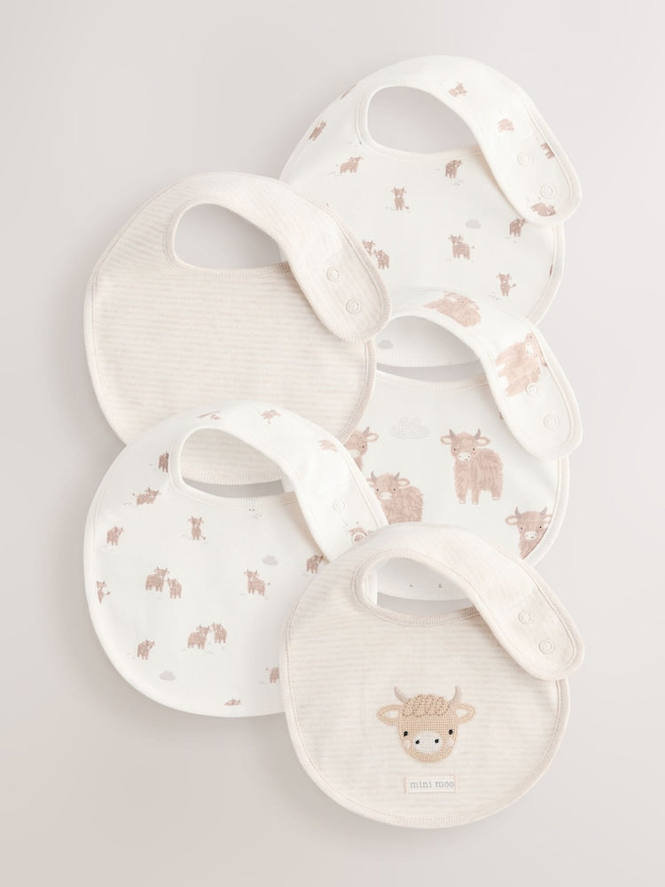 Neutral Hamish Baby Bibs 5 Pack - Up to 1 Month (50-56cm)