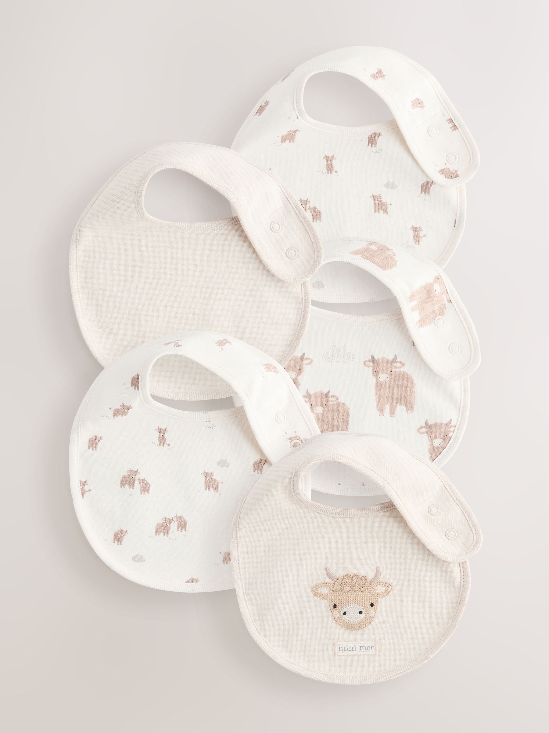 Neutral Hamish Baby Bibs 5 Pack - Size One - Default 1