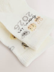 White Born In 2026 Baby Socks 1 Pack (0-12mths) - Size 50cm (First Size)