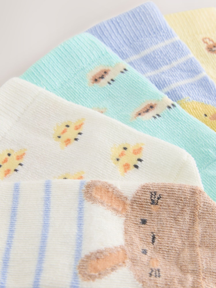 Yellow Baby Character Socks 5 Pack - Size 50cm (First Size)
