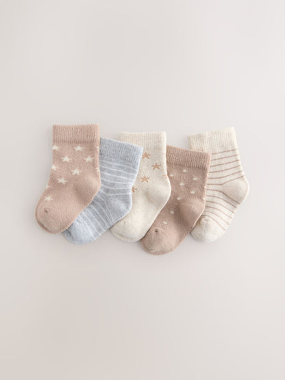 Neutral Baby Socks 5 Pack (0mths-2yrs) - Size 50cm (First Size) - Option 1