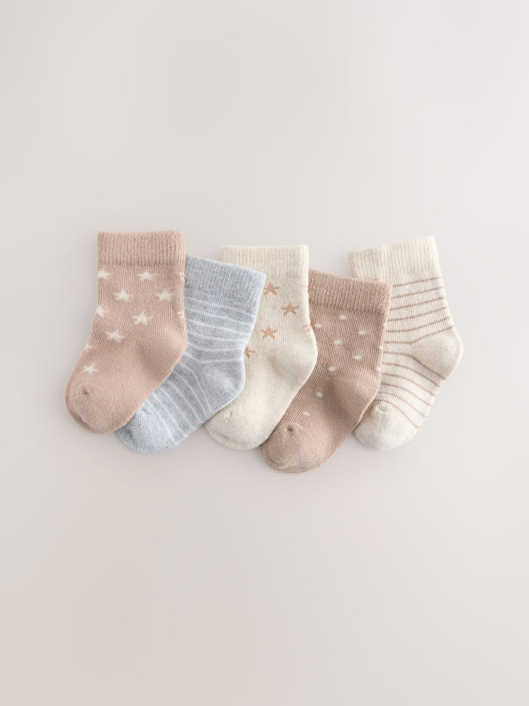 Neutral Baby Socks 5 Pack (0mths-2yrs) - Size 50cm (First Size)