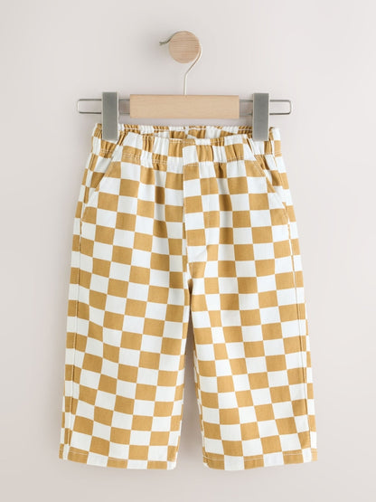 Yellow/White Checkerboard Pull On Wide Trousers (3mths-7yrs)