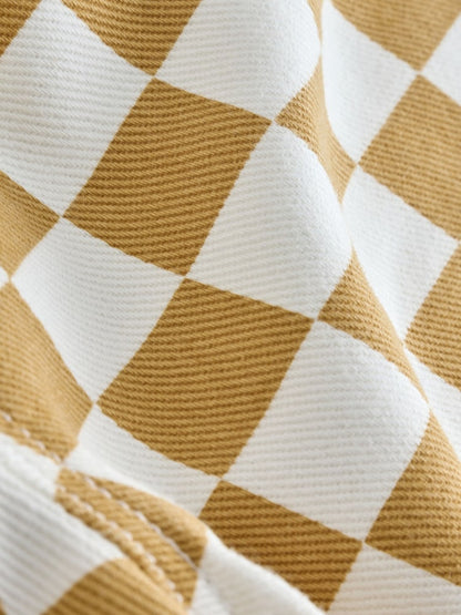 Yellow/White Checkerboard Pull On Wide Trousers (3mths-7yrs)