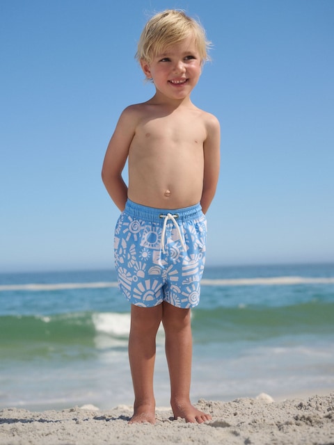 Blue Printed Swim Shorts (3mths-7yrs) - Size 3-6 Months (62-68cm)